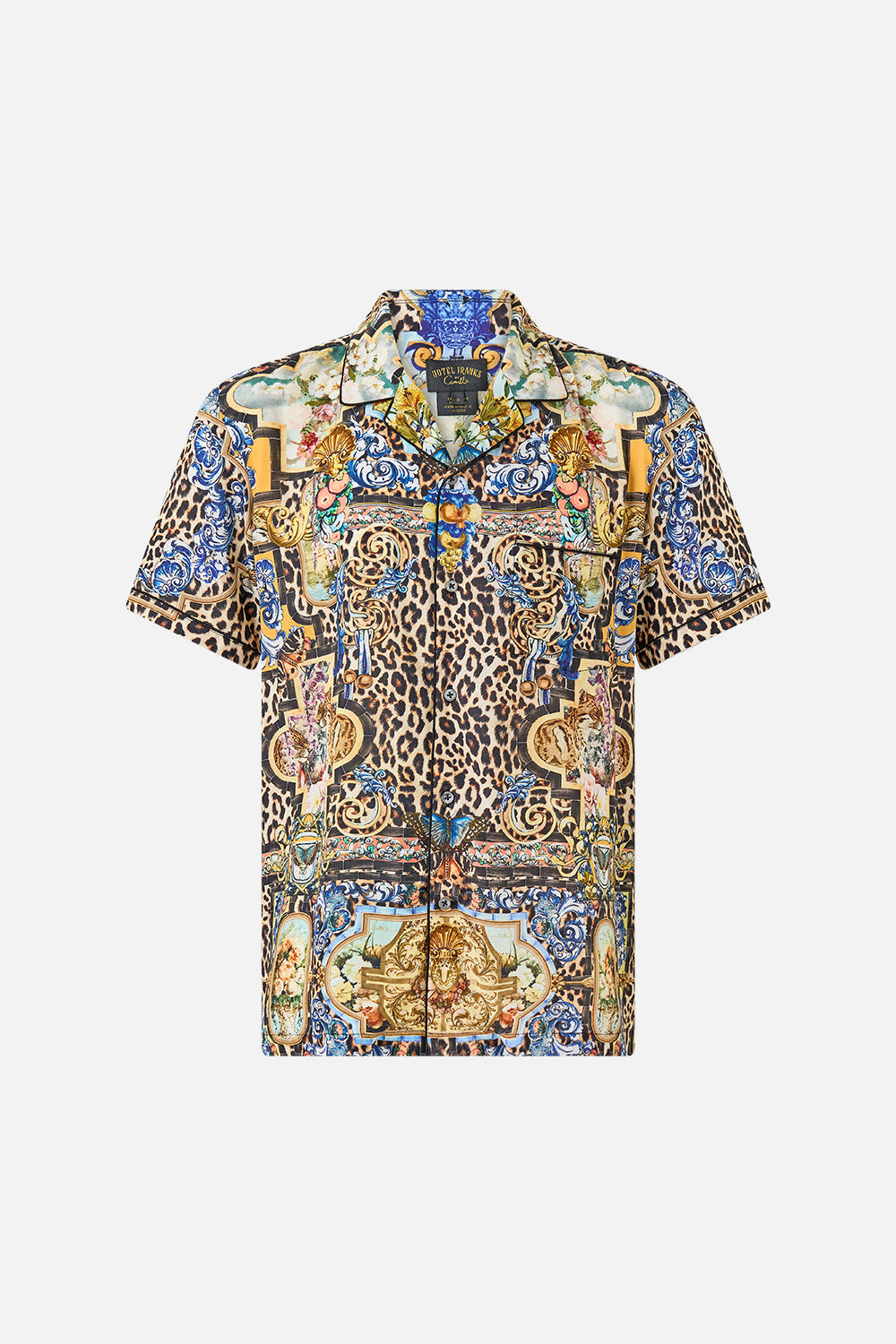 The CAMILLA SHIRT DRESS WITH BLOUSON SLEEVE THE HUM OF THE ALHAMBRA in our  print.