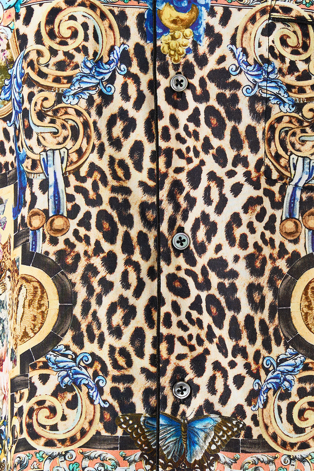 The CAMILLA DIP WAIST CHEEKY BIKINI BOTTOM WITH TIE SIDES CERAMIC PANORAMIC in our  print.
