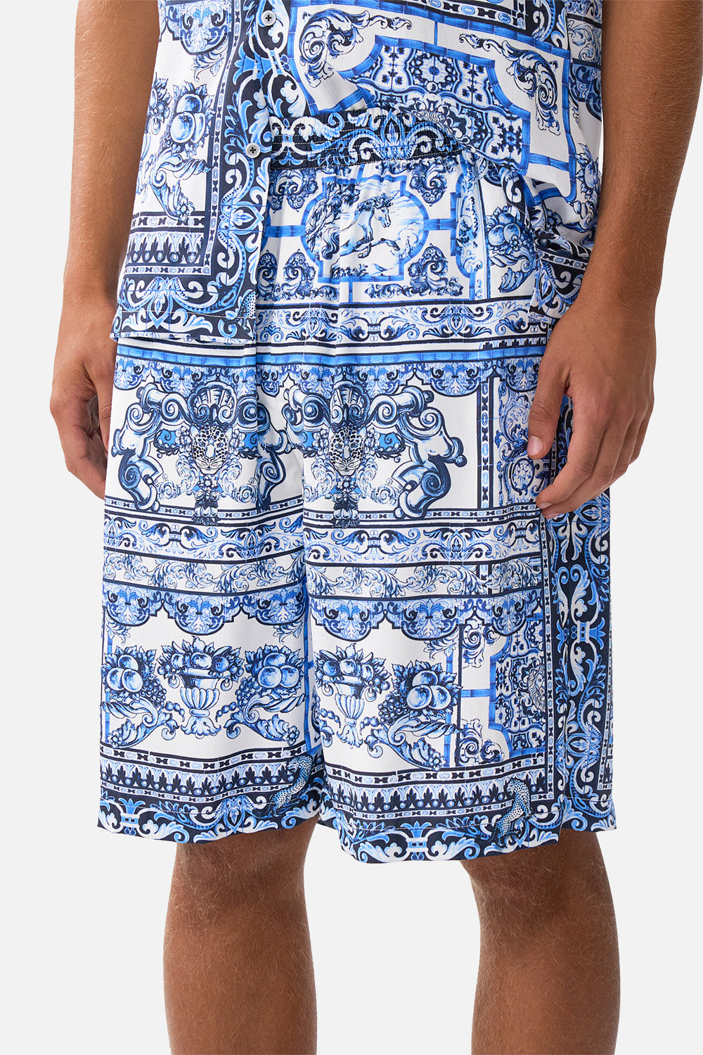 The CAMILLA SHAPED WAISTBAND MIDI DRESS LIVIN LA VIDA ROSA in our  print.