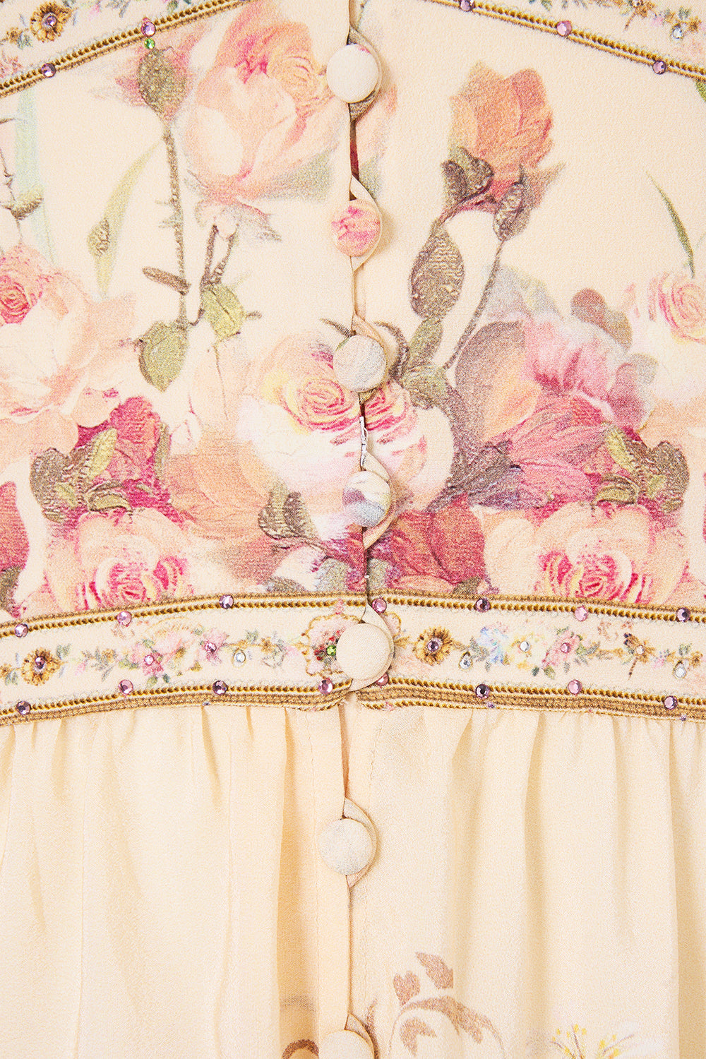 The CAMILLA STEPPED HEM SHIRT SACROMONTE SEÑORITA in our  print.
