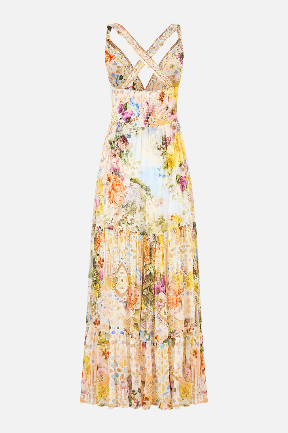 The CAMILLA WAISTCOAT WITH BUTTON FRONT FLAMENCO FOLKLORE in our FLAMENCO FOLKLORE print.