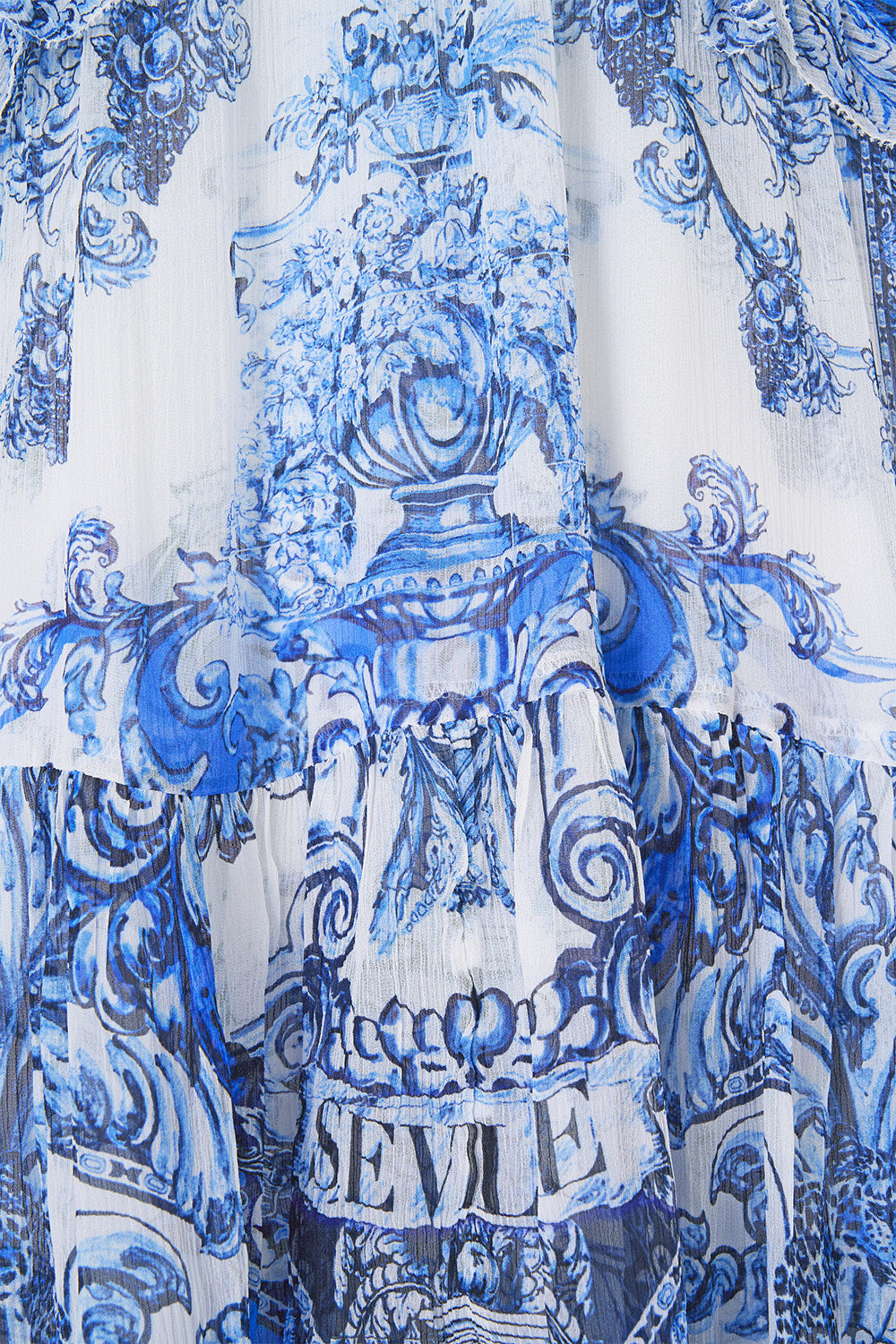 The CAMILLA JERSEY SPLICED TIERED SKIRT MIDSUMMER MOSAICS in our  print.