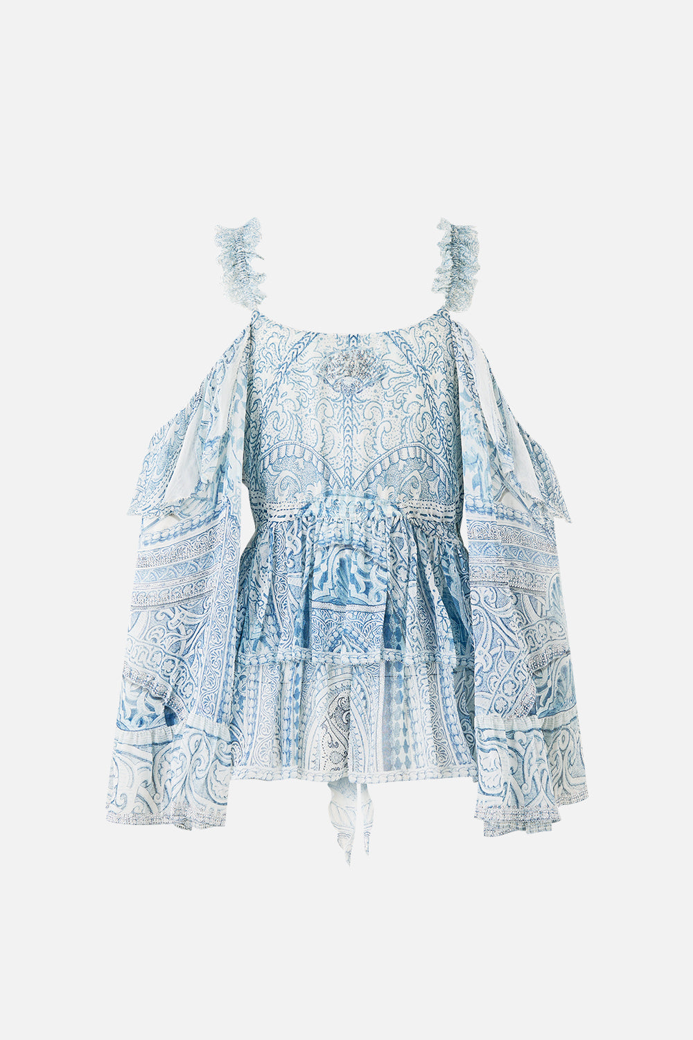 The CAMILLA SHORT SLEEVE OVERSIZED SHIRT ESPAÑA NIRVANA in our  print.