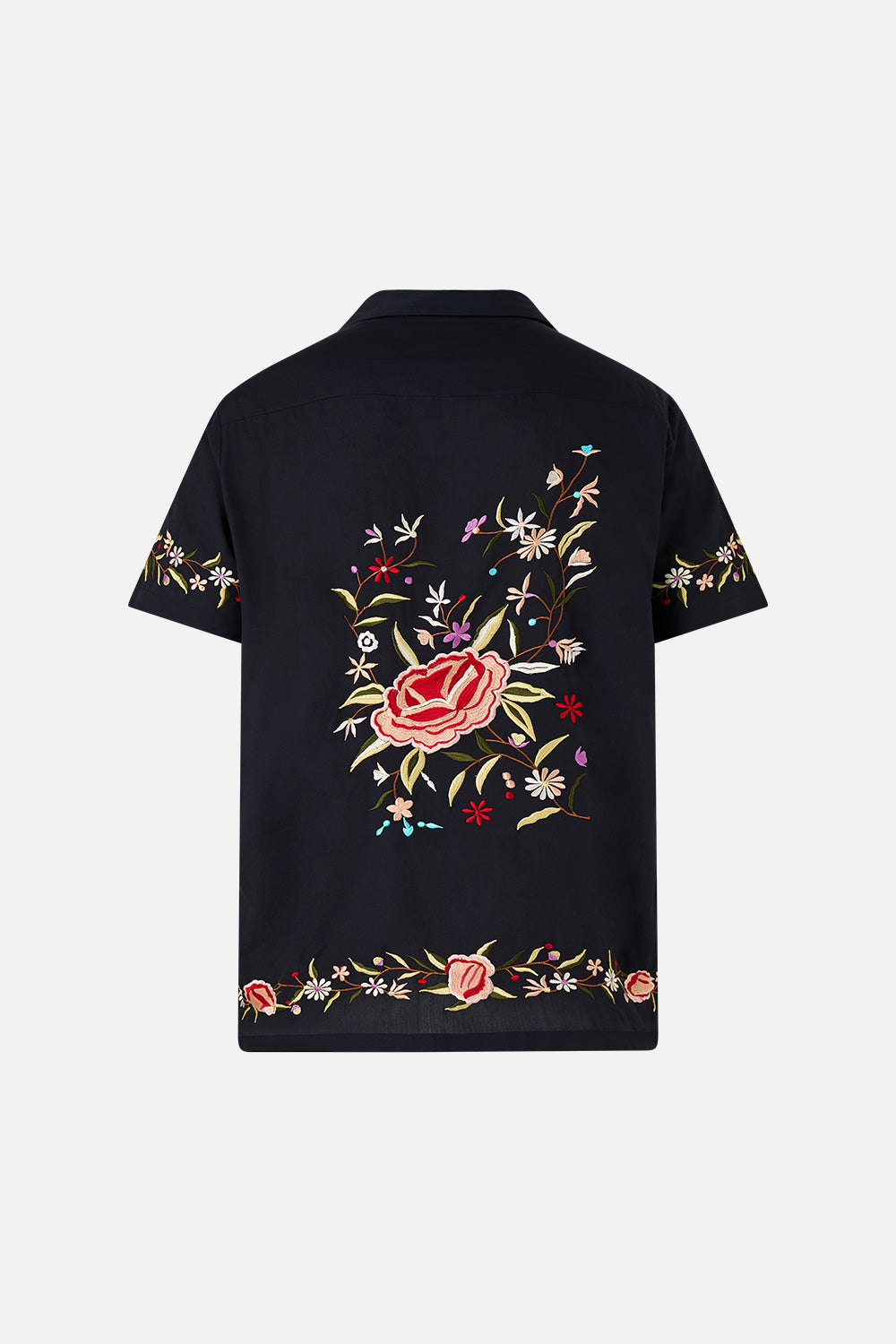 EMBROIDERED SHORT SLEEVE CAMP COLLARED SHIRT DAUGHTERS OF DUENDE