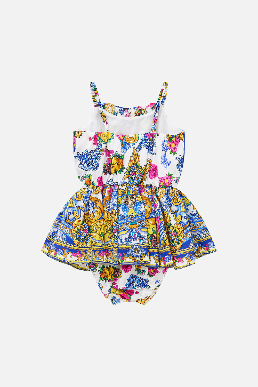 The CAMILLA TIERED SHIRTDRESS WITH WIDE WAIST TIE MEET ME IN MALLORCA in our  print.