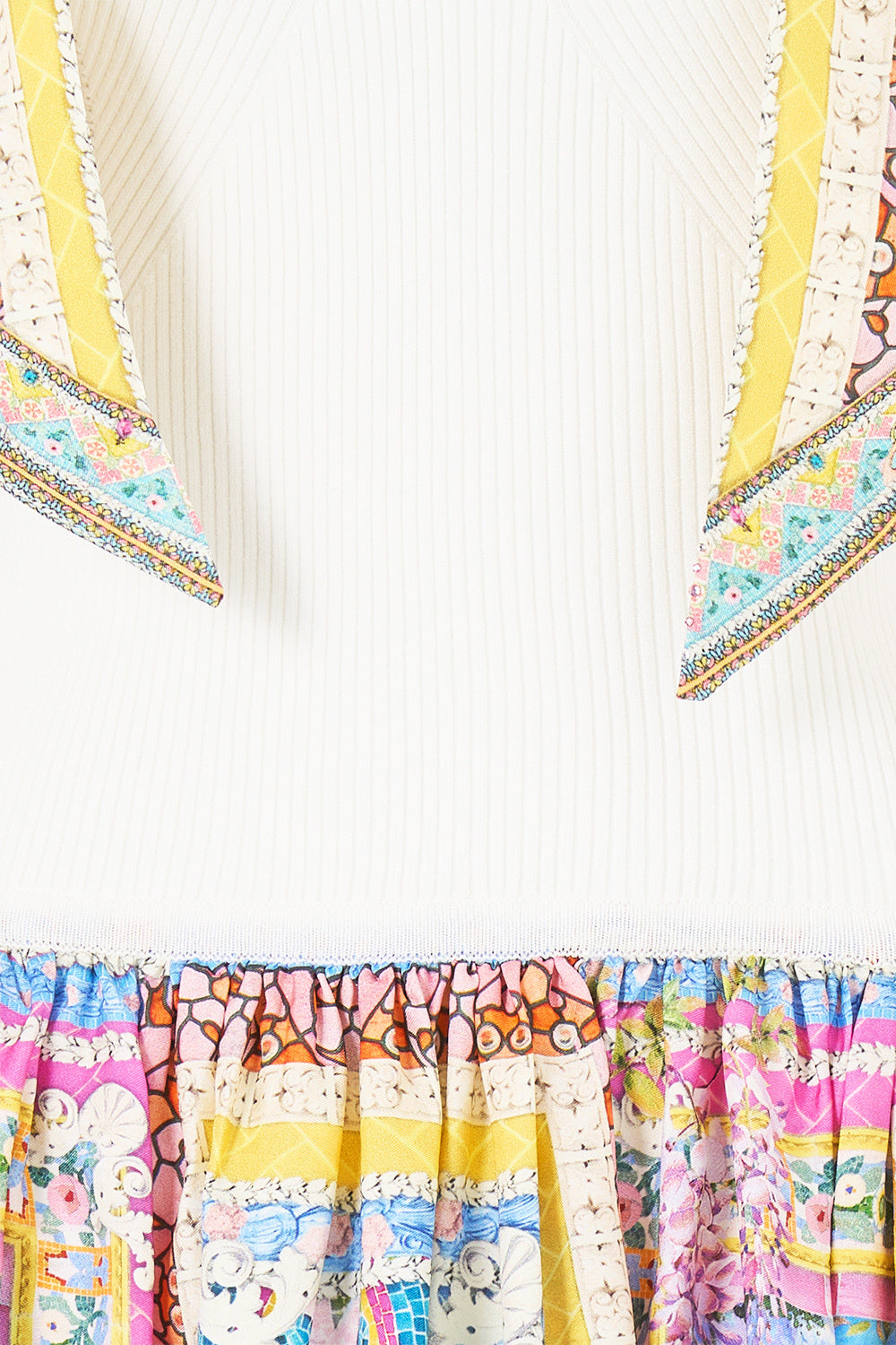The CAMILLA WOOL BLEND KNIT LAYER WITH SILK BACK NOTES FROM THE BLUE ROOM in our  print.