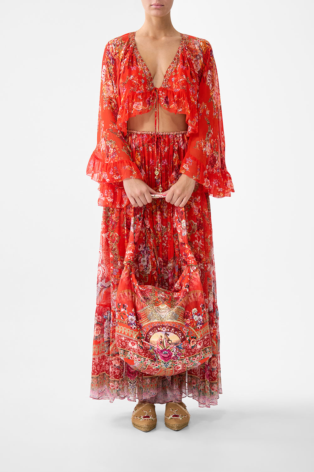 The CAMILLA STRAIGHT LEG TRACK PANT DE NADA GRANADA in our  print.