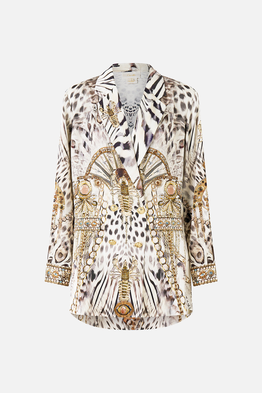 The CAMILLA LARGE CRYSTALLED SILK SQUARE SCARF SEVILLIAN STYLE in our  print.