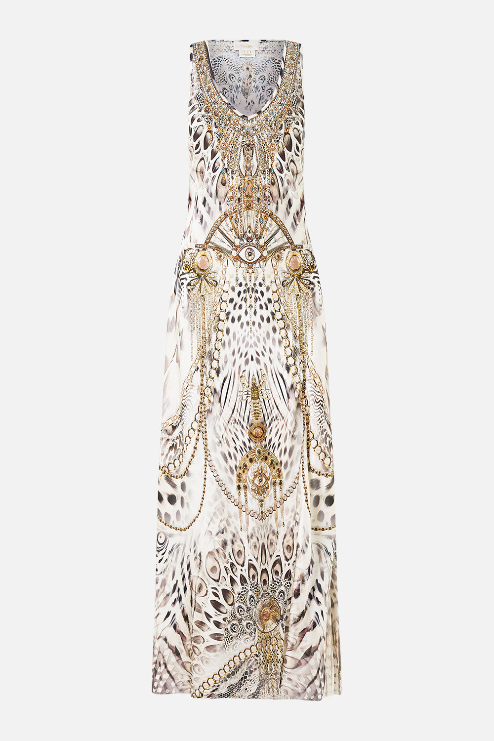 The CAMILLA JERSEY STRAPPY DRESS ARANJUEZ ANIMALIA in our ARANJUEZ ANIMALIA print.