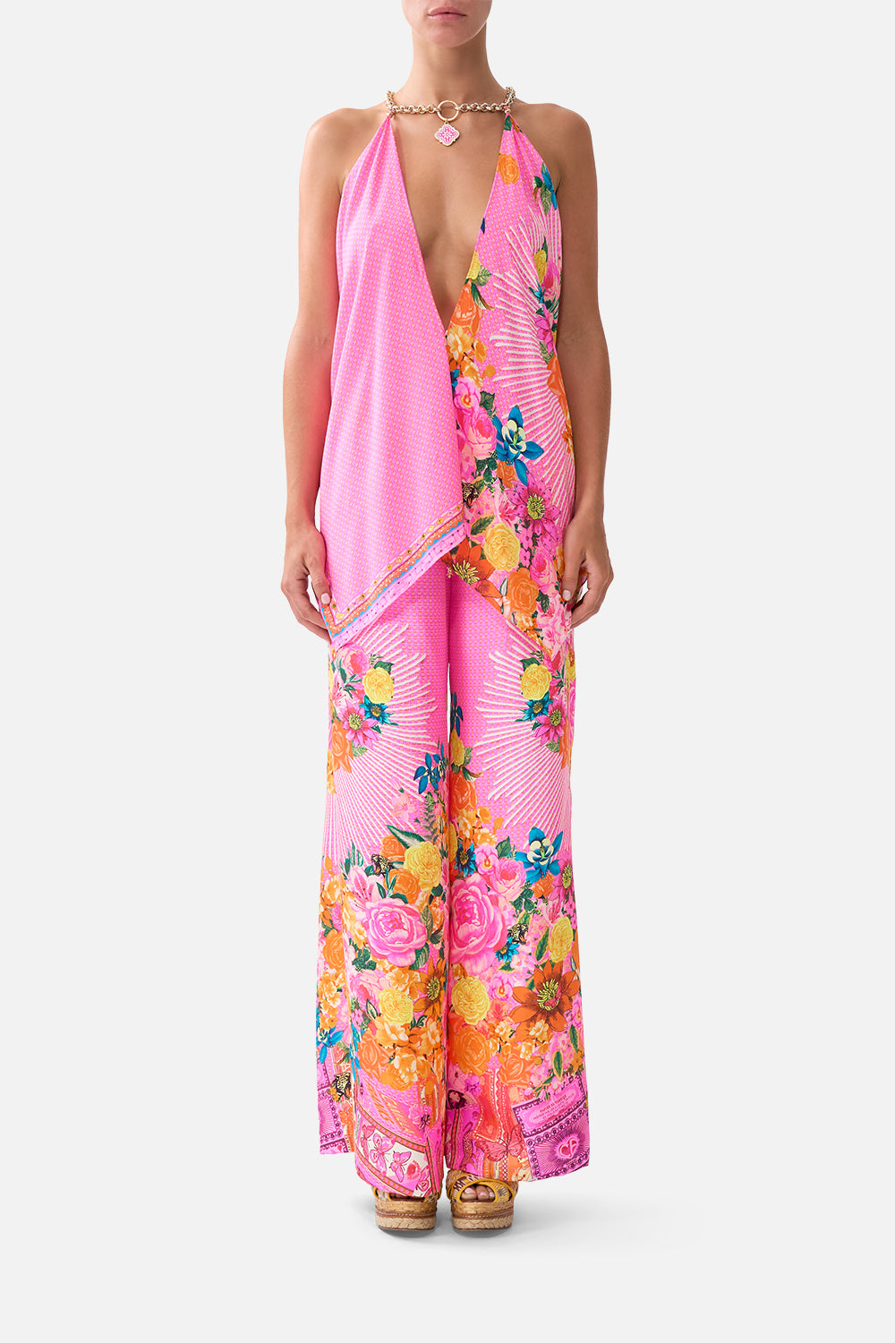 The CAMILLA PIERCED V NECK KAFTAN CHAIN GANG in our  print.