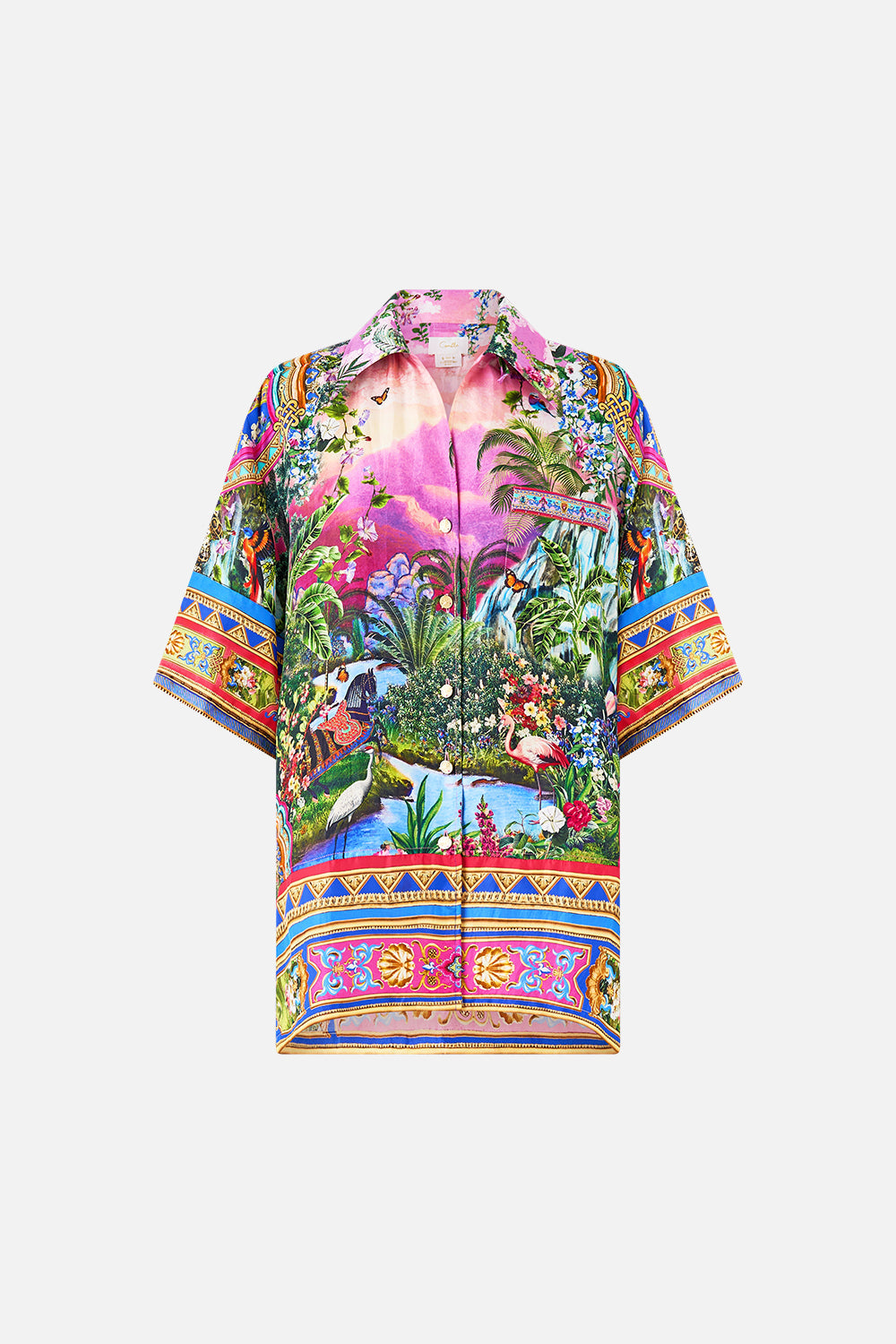The CAMILLA DRAPED SLEEVE DRESS WITH HARDWARE TALISMANS OF TURKIYE in our  print.