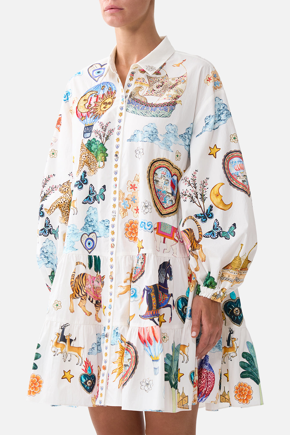 LONG SLEEVE TIERED SHORT DRESS KAPADOKYA KITSCH