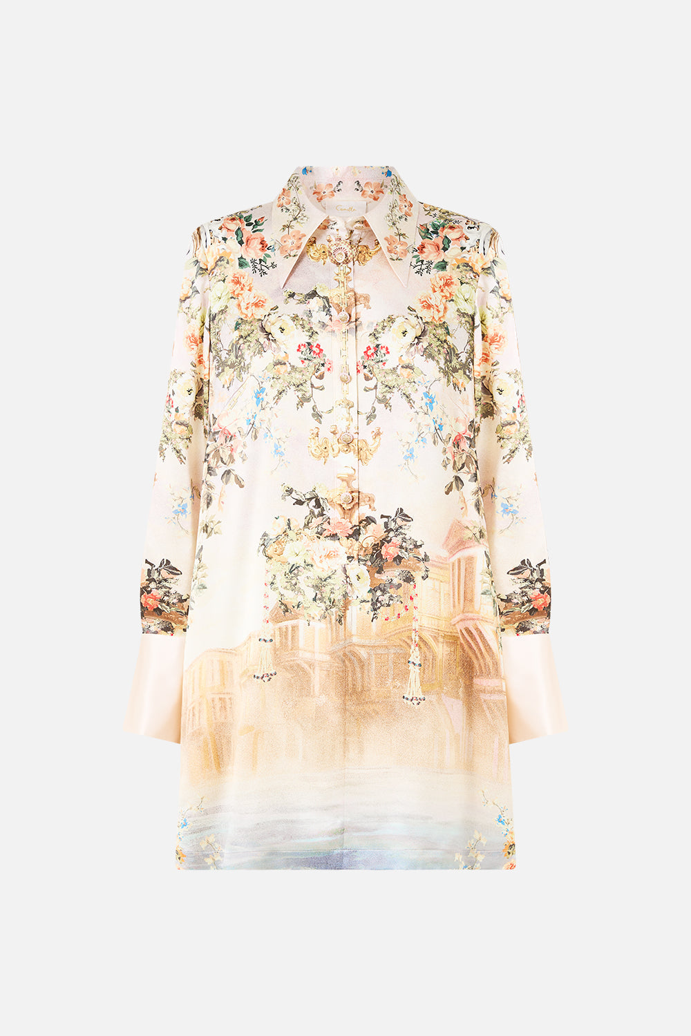 The CAMILLA DEEP V MINI DRESS WITH TIES LADY LIMONADA in our  print.