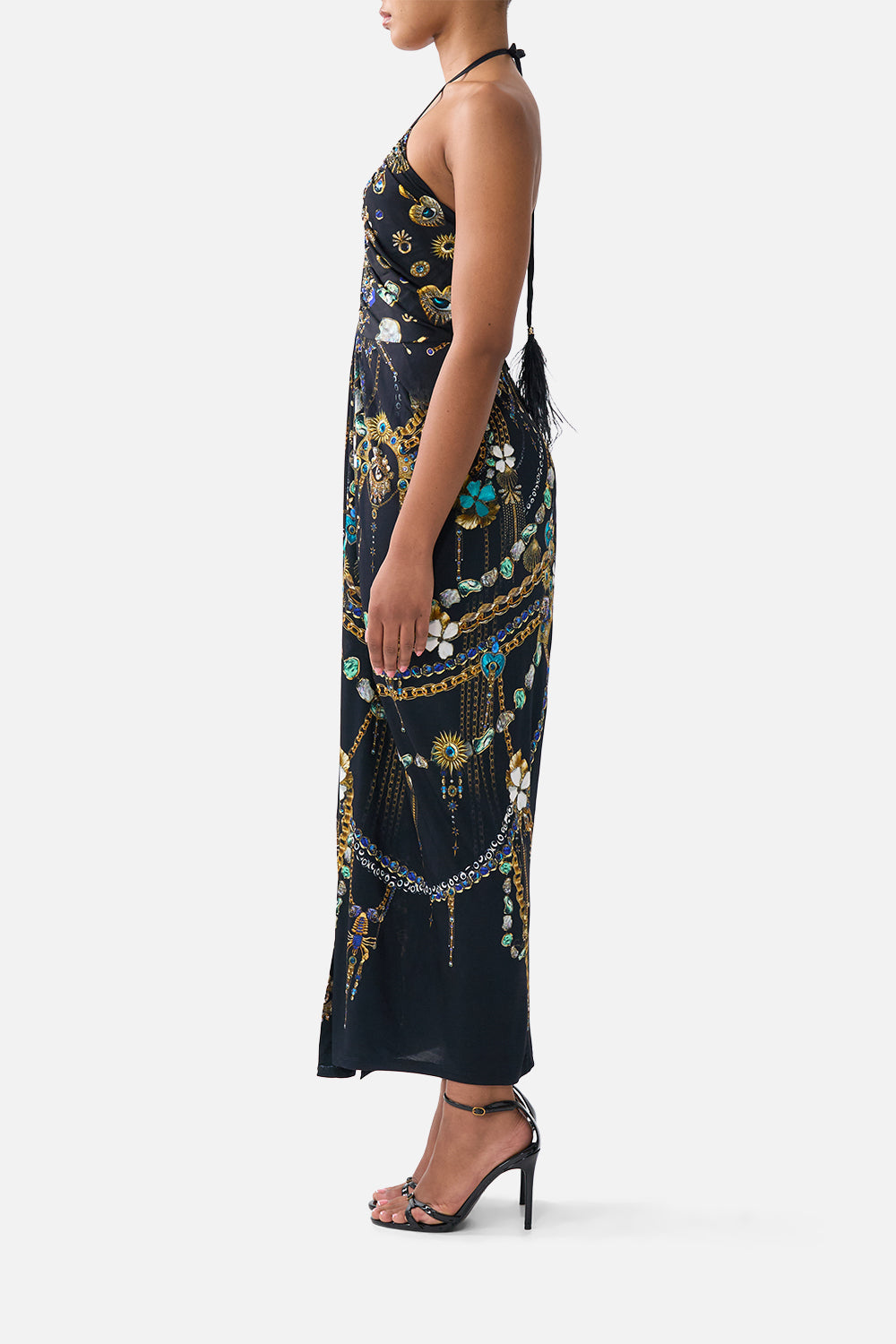 The CAMILLA LONG GATHERED PANEL DRESS THE ARCHITECTS OF ALCÁZAR in our  print.
