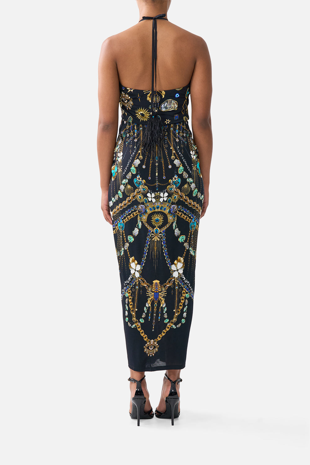 The CAMILLA LONG GATHERED PANEL DRESS THE ARCHITECTS OF ALCÁZAR in our  print.