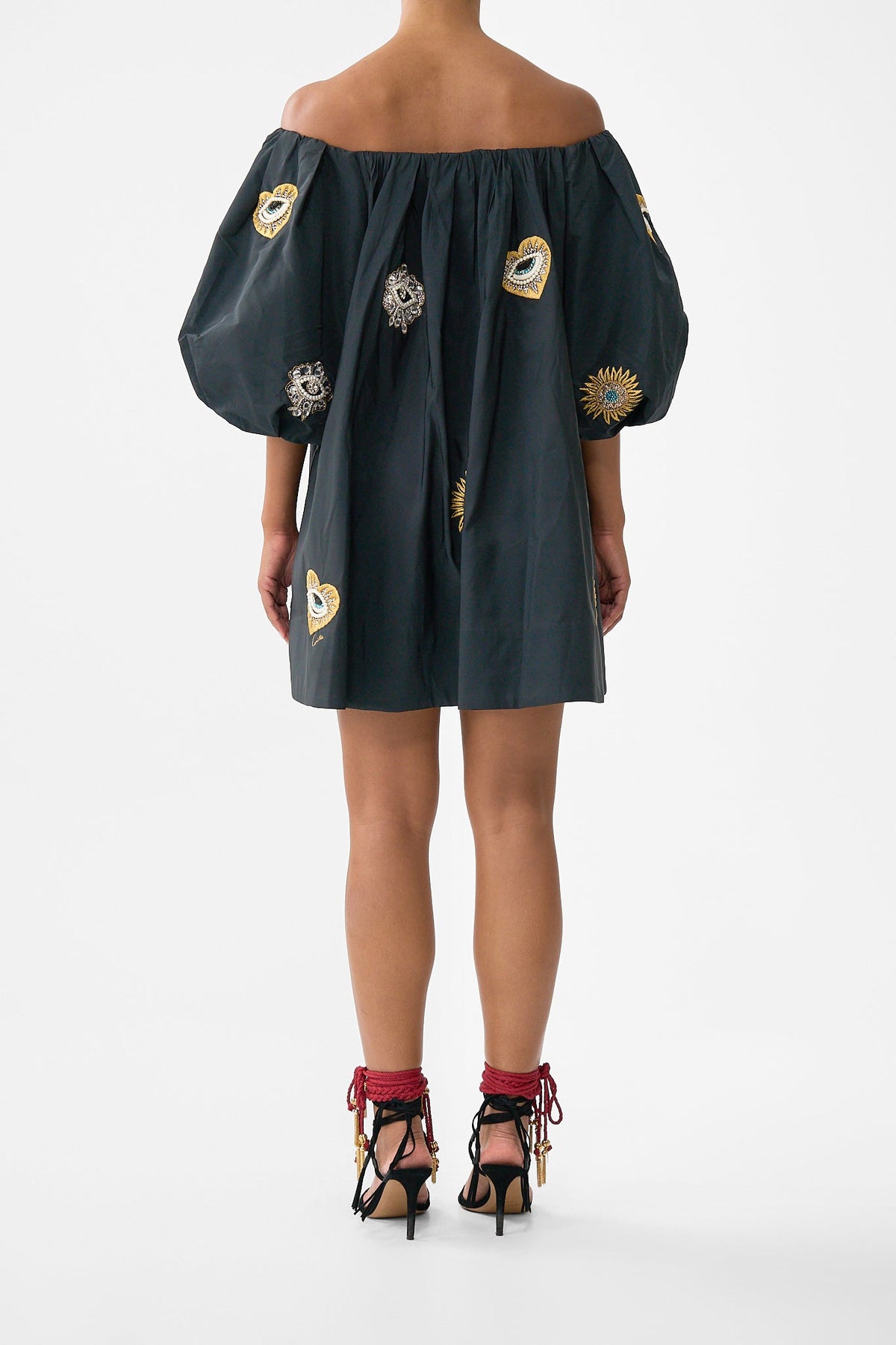 OFF SHOULDER PUFF DRESS AMULETS AND ALCHEMY