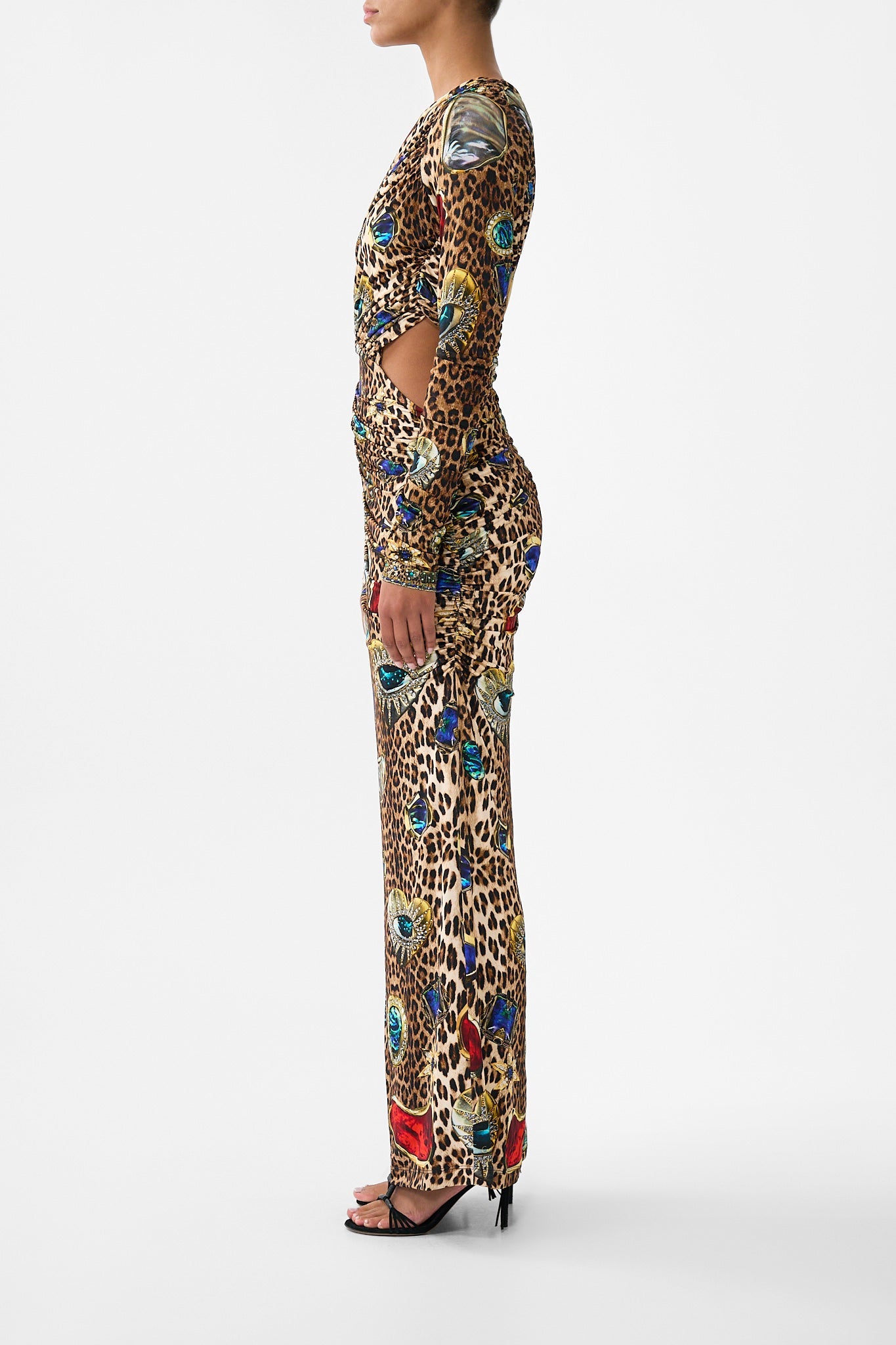 The CAMILLA SMALL CANVAS CLUTCH MEET ME IN MALLORCA in our  print.