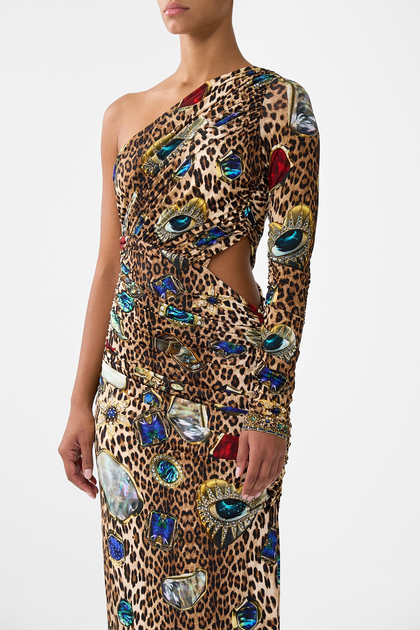 The CAMILLA SMALL CANVAS CLUTCH MEET ME IN MALLORCA in our  print.