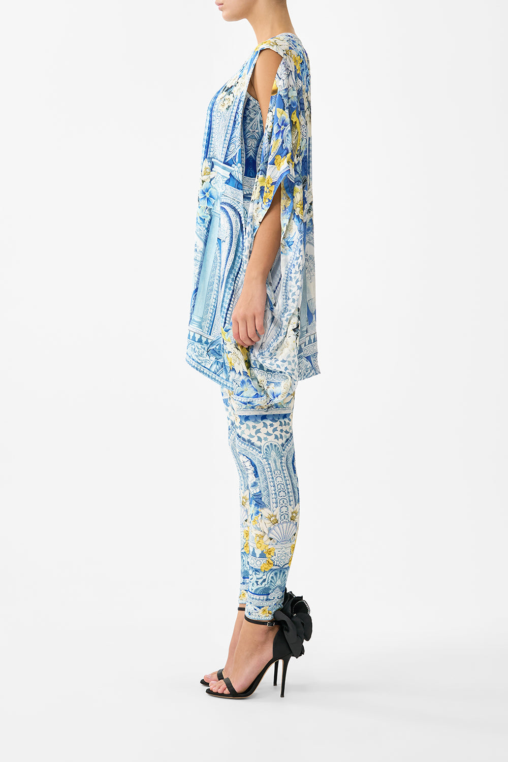 The CAMILLA SQUARE NECK BEACH MAXI DRESS WITH LOW BACK MEET ME IN MALLORCA in our MEET ME IN MALLORCA print.