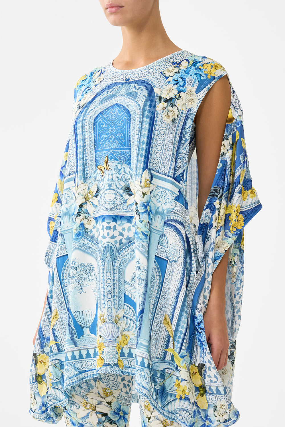 The CAMILLA SQUARE NECK BEACH MAXI DRESS WITH LOW BACK MEET ME IN MALLORCA in our  print.