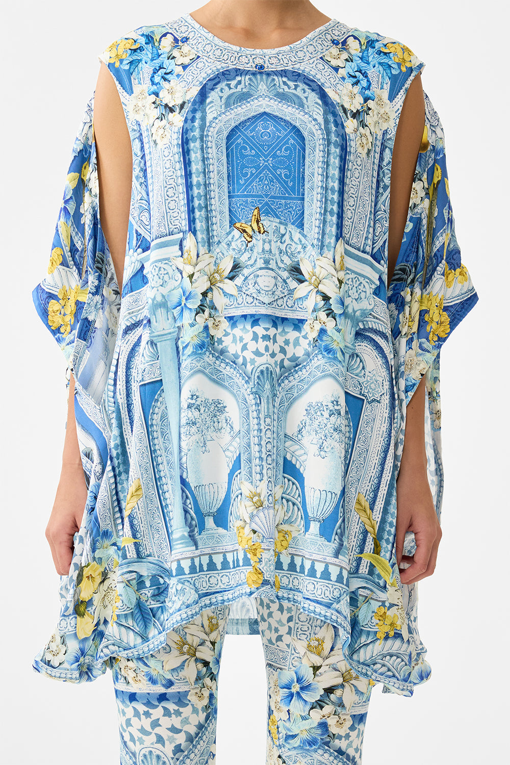 The CAMILLA SQUARE NECK BEACH MAXI DRESS WITH LOW BACK MEET ME IN MALLORCA in our  print.