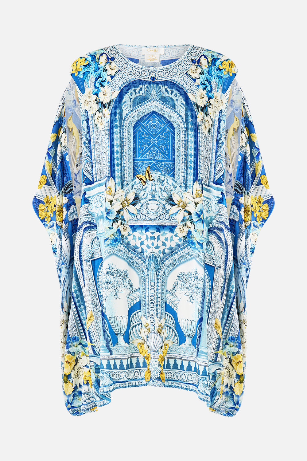 The CAMILLA SQUARE NECK BEACH MAXI DRESS WITH LOW BACK BALEARIC BEBÉ in our  print.