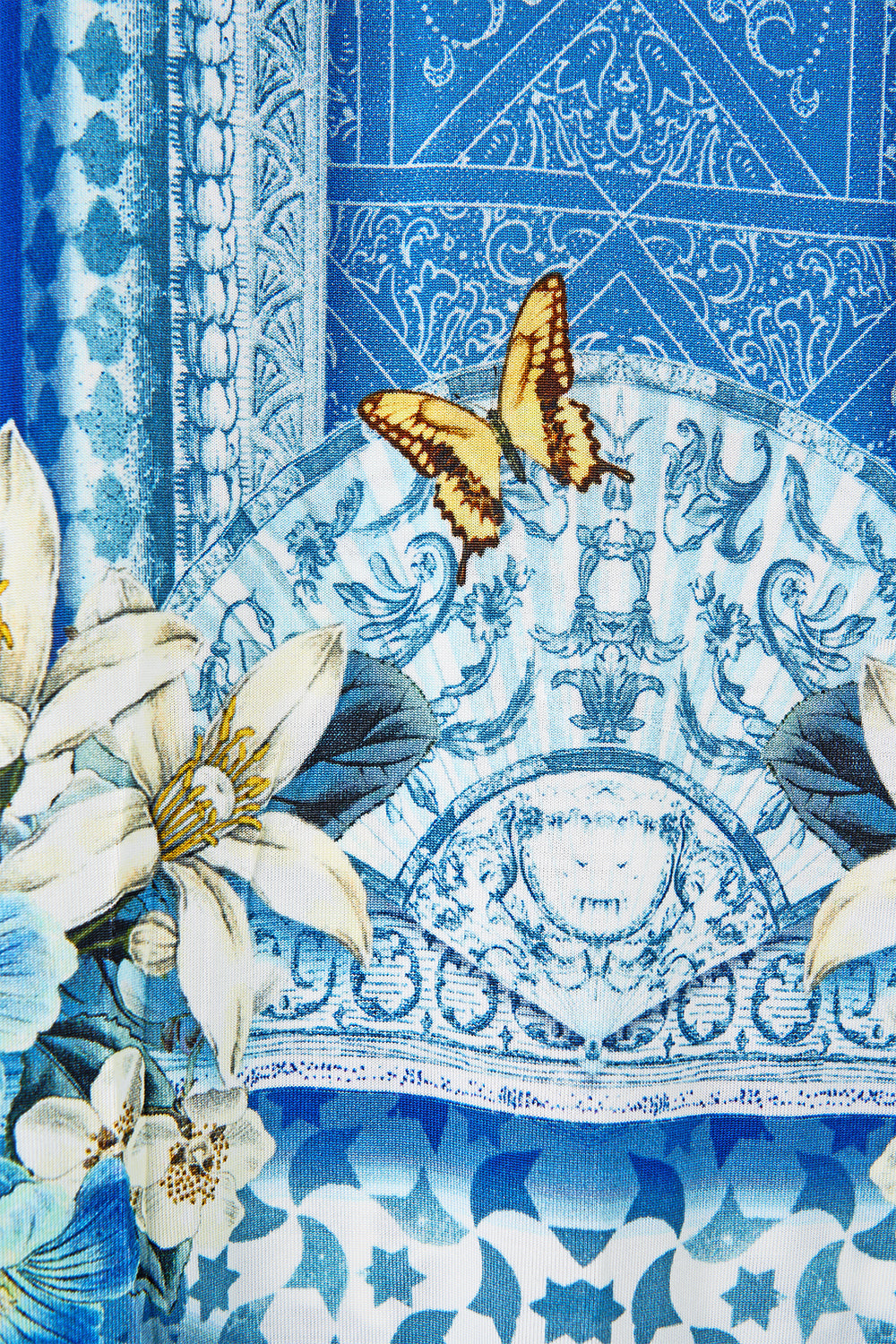 The CAMILLA SQUARE NECK BEACH MAXI DRESS WITH LOW BACK MEET ME IN MALLORCA in our  print.