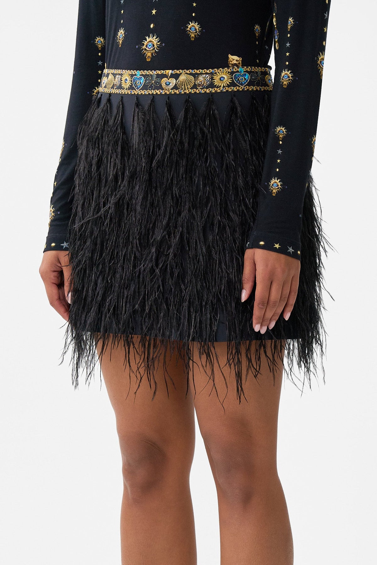 FEATHER MINI SKIRT AMULETS AND ALCHEMY
