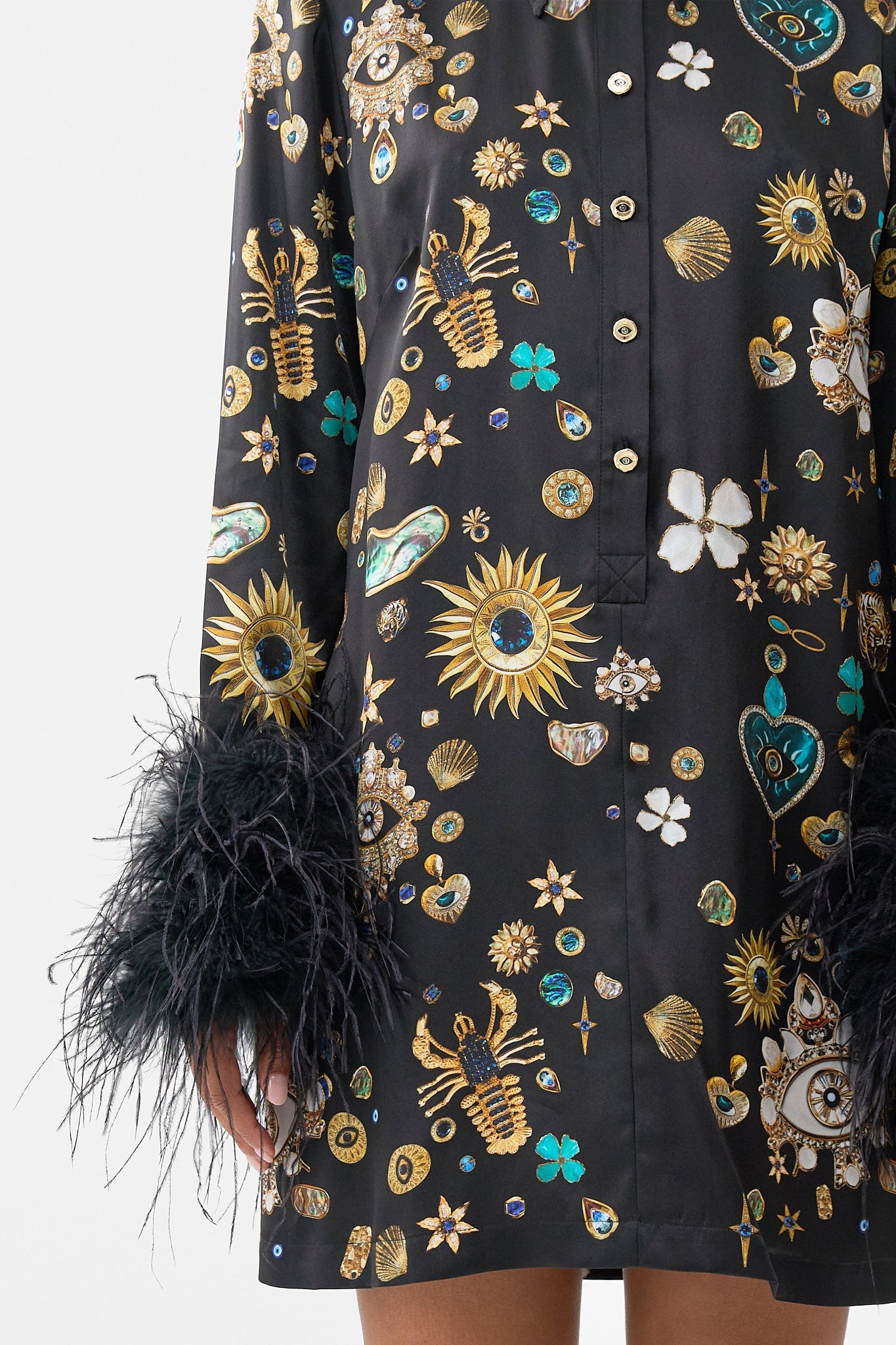 The CAMILLA T SHAPE LONG KAFTAN MIDSUMMER MOSAICS in our  print.