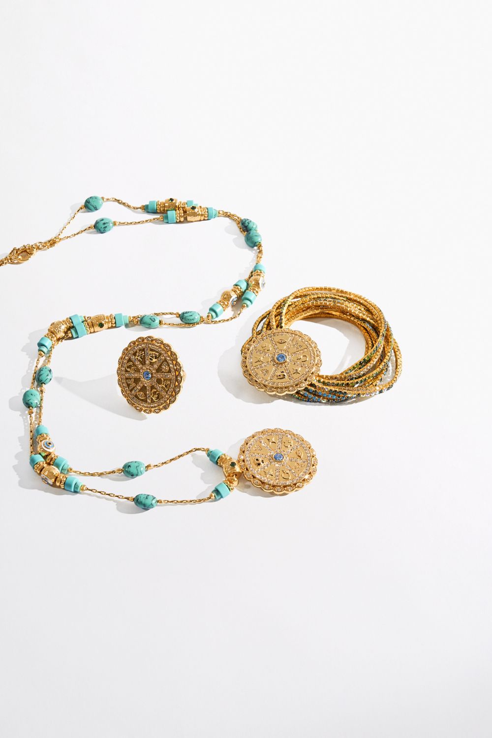 BOHEMIAN BABYLON STRETCH BROOCH BRACELET GOLD