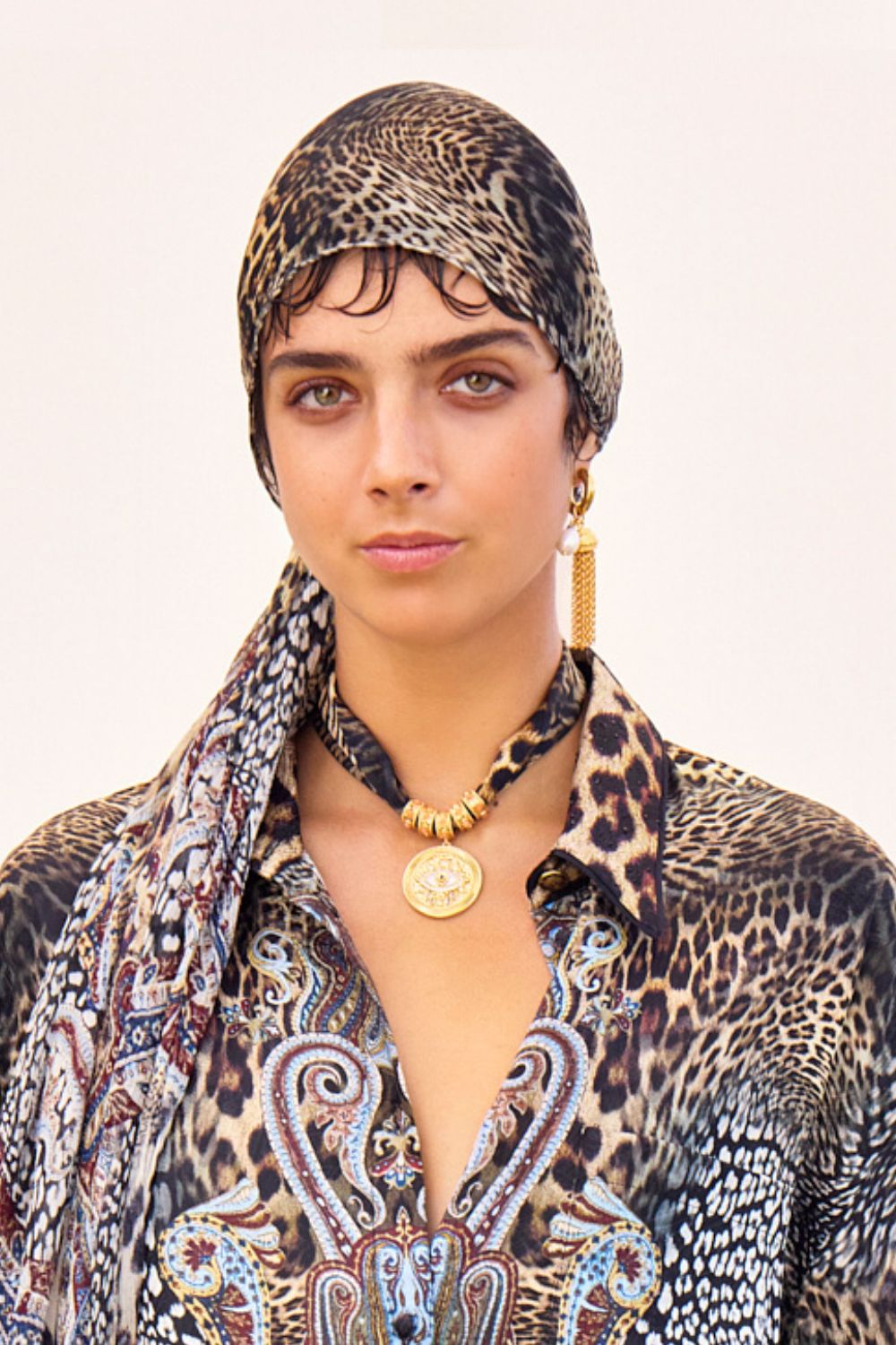 The CAMILLA OFF SHOULDER KAFTAN MINIATURE MOMENTS in our  print.