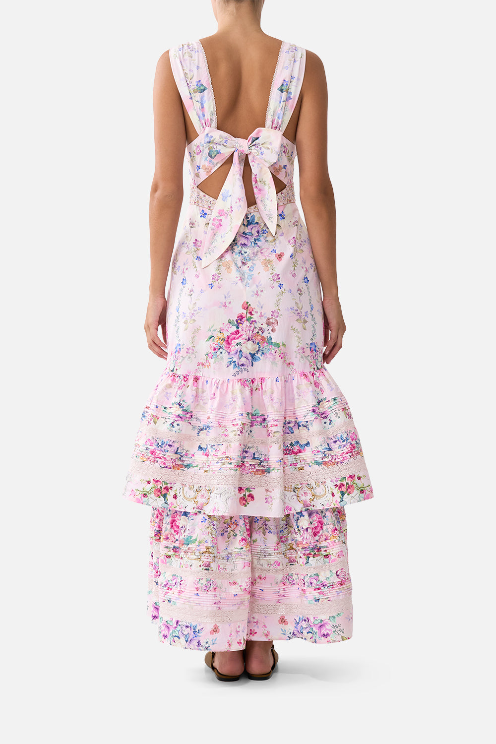 The CAMILLA KIDS STRAPPY BUTTON THROUGH MINI DRESS WITH BOW THE POTTERY PARLOUR in our  print.