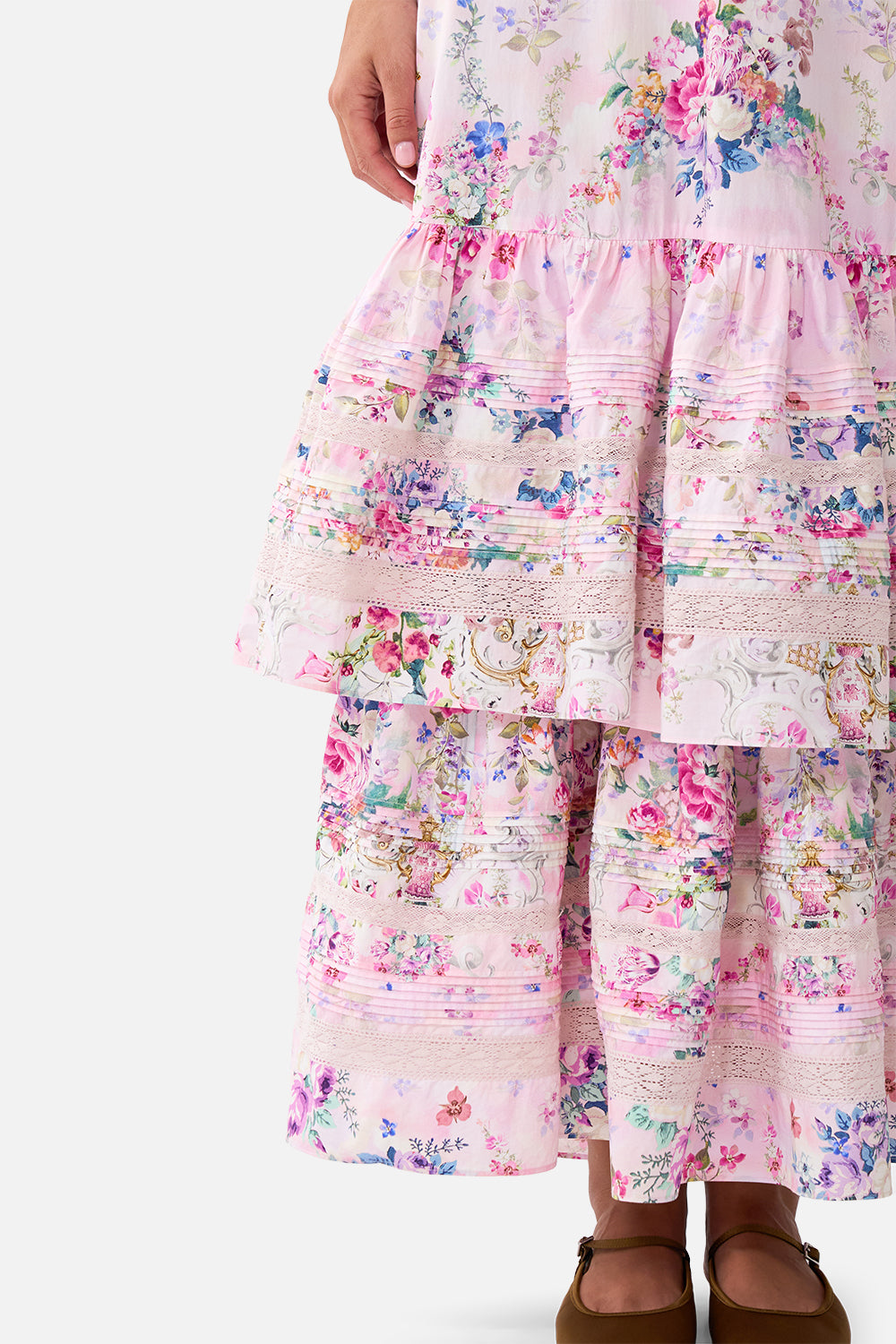 The CAMILLA RUFFLE SLEEVE SHORT DRESS SEVILLE SWEETHEART in our  print.