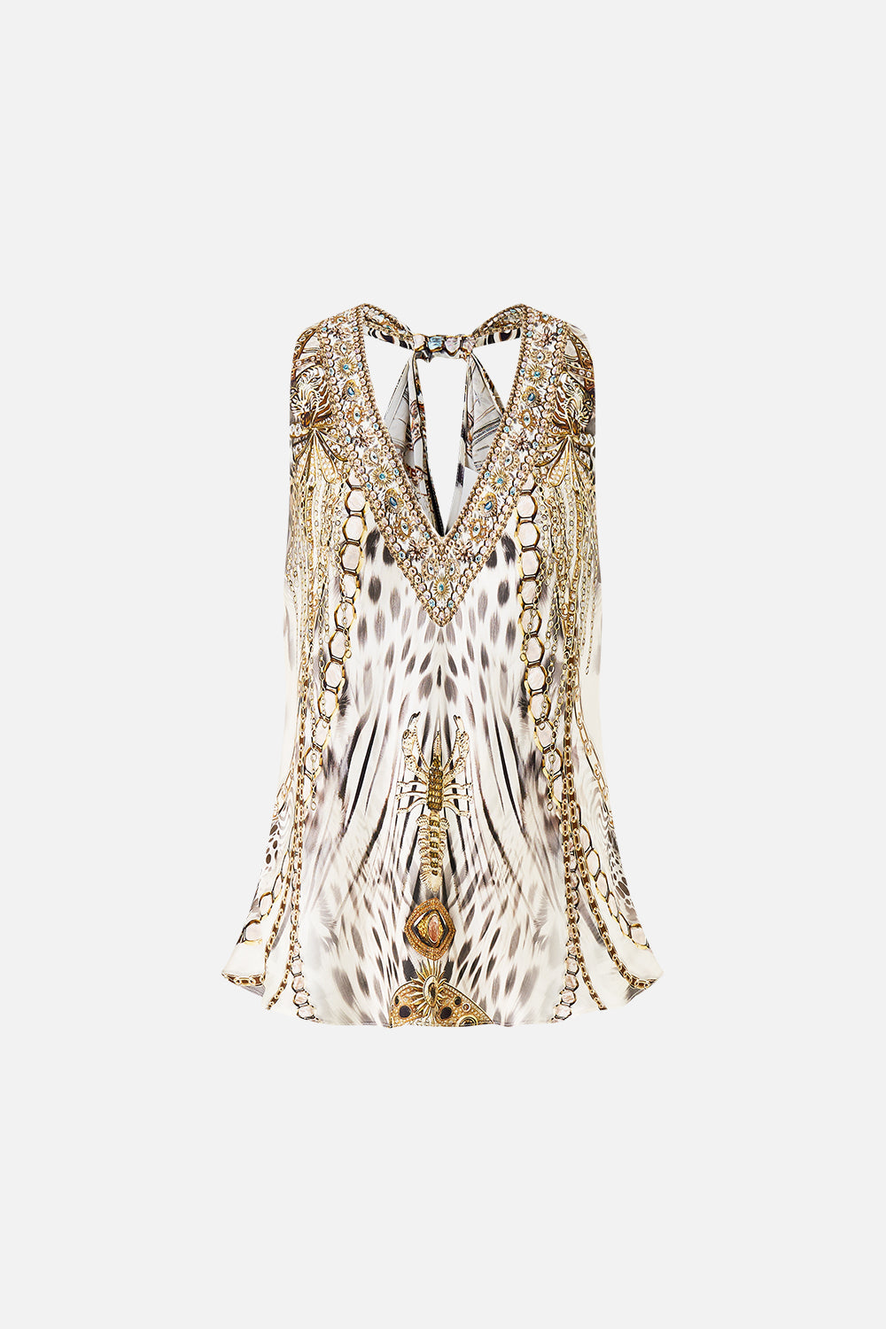 The CAMILLA JERSEY T-SHIRT WITH HARDWARE BALEARIC BEBÉ in our  print.