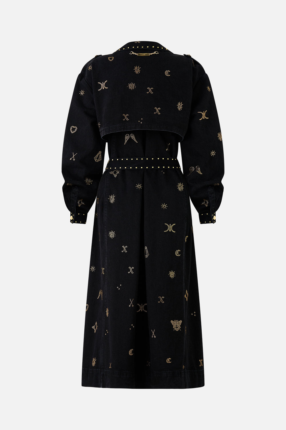 HEIRLOOM EMPIRE LONGLINE BELTED TRENCH COAT DENIM