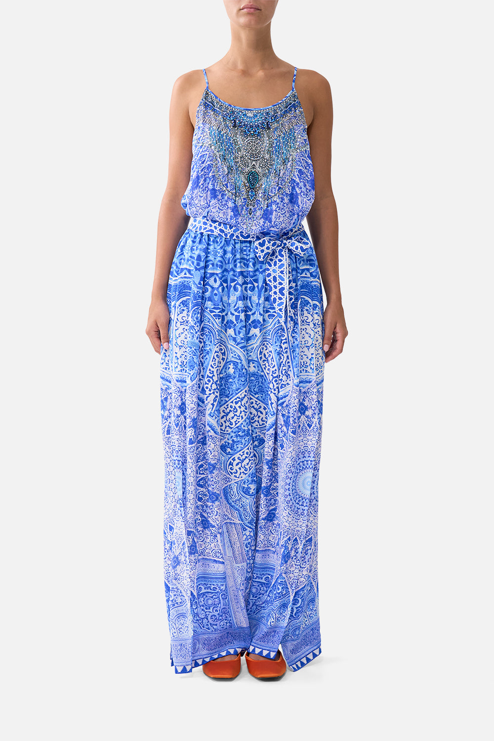 The CAMILLA STRAIGHT LEG PANT MEET ME IN MALLORCA in our  print.