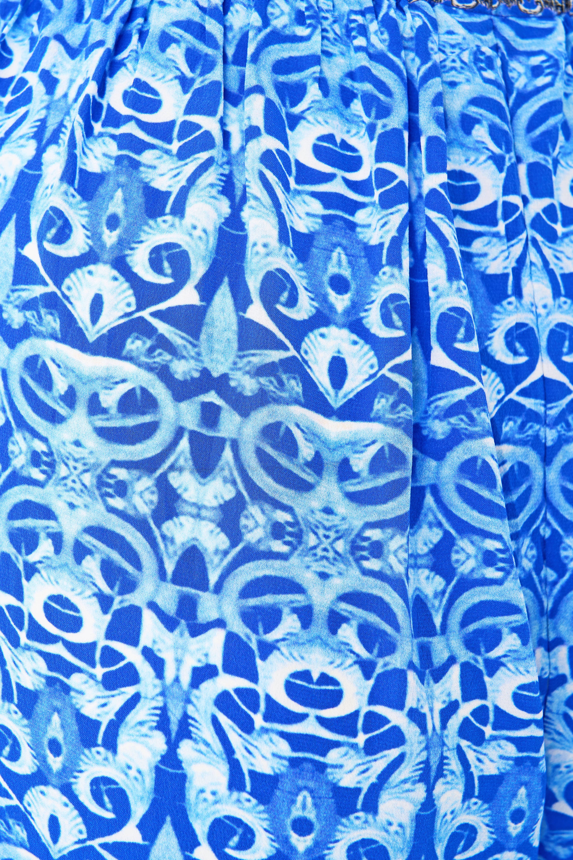 The CAMILLA CORSET DRESS WITH LONG FLARED SKIRT NAZAR NIRVANA in our  print.