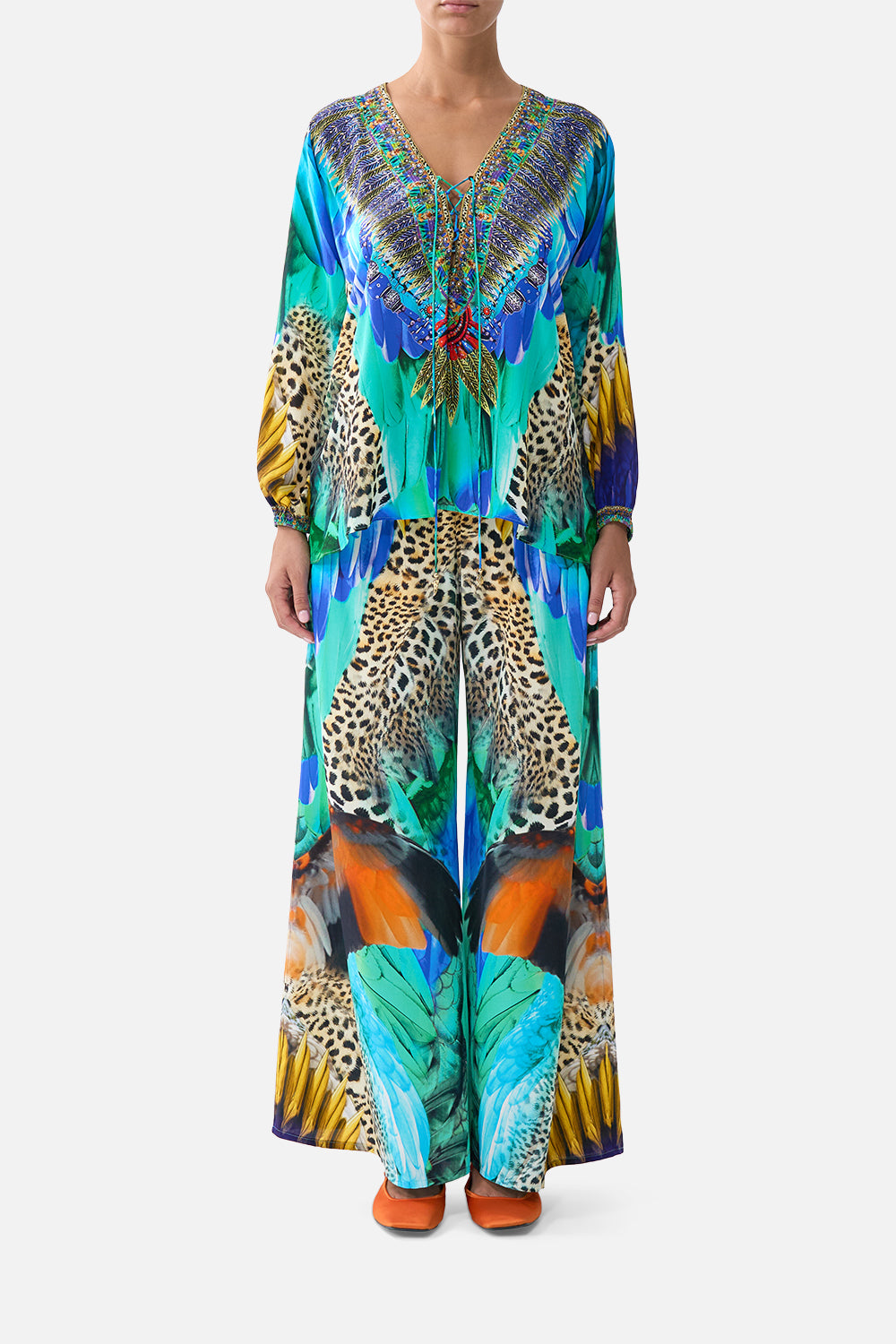 LACE UP BLOUSE JUNGLE FLIGHT