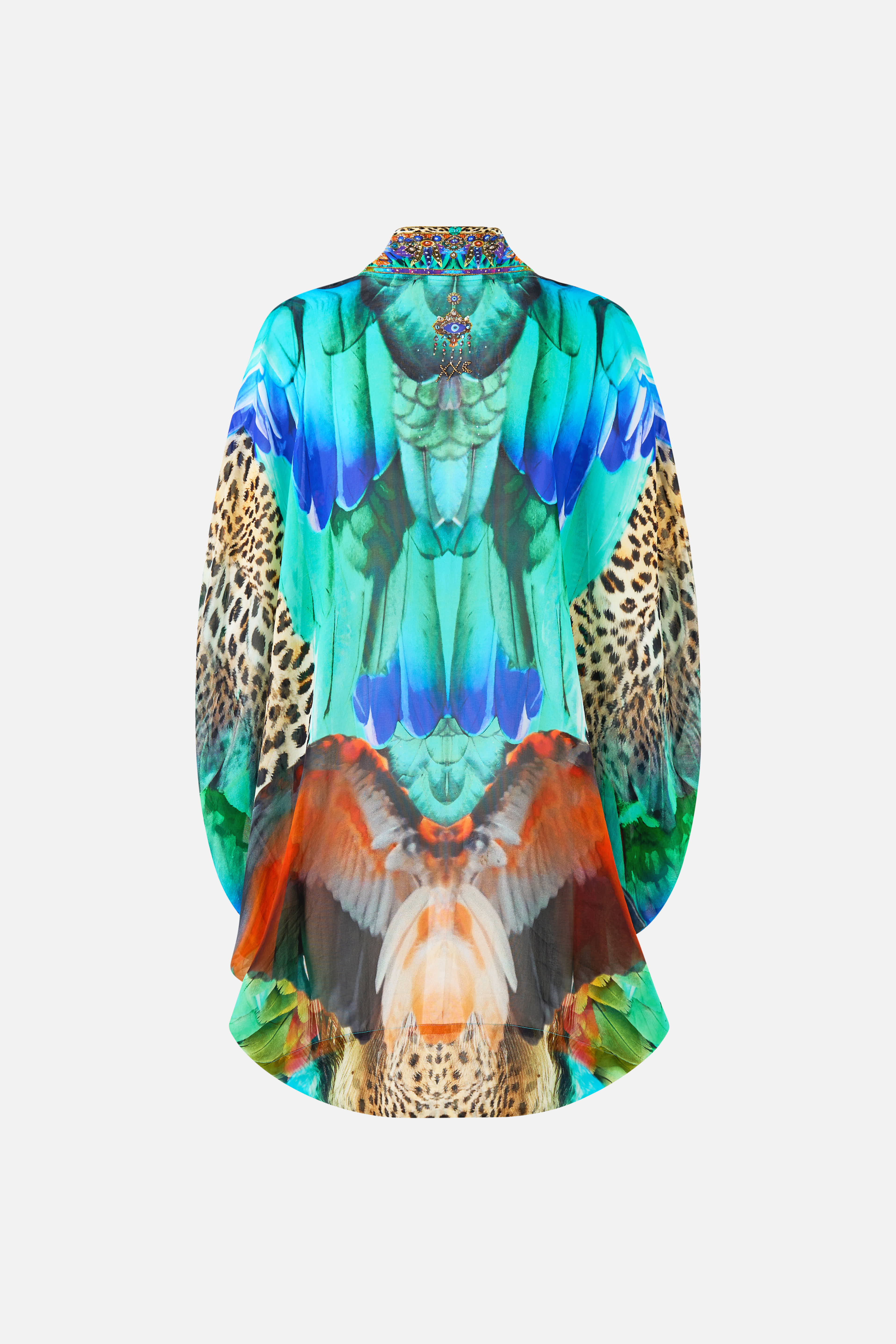 The CAMILLA WAISTED DRESS WITH HEM RUFFLE MEET ME IN MALLORCA in our  print.