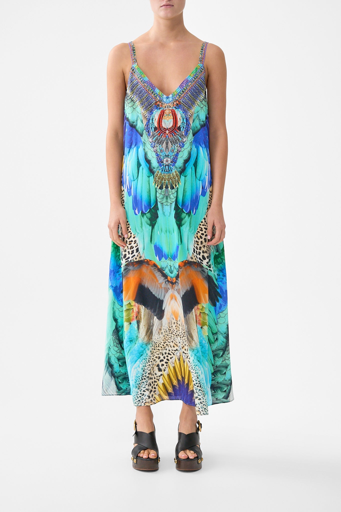The CAMILLA TAILORED SLEEVELESS VEST ADORNED IN ARANJUEZ in our  print.
