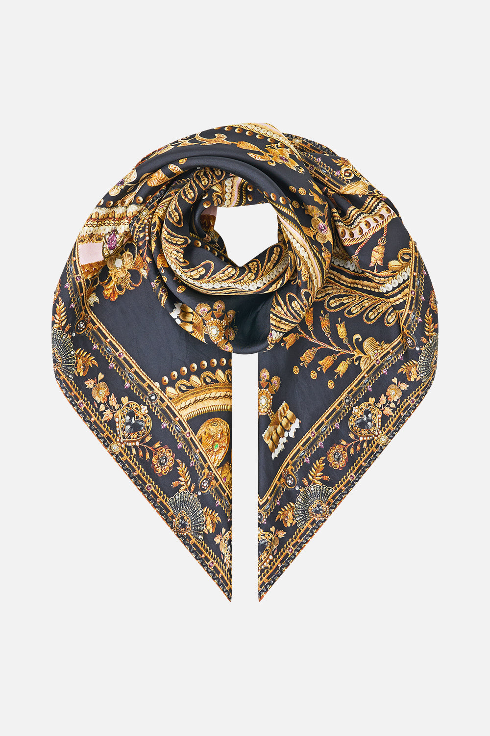 LARGE CRYSTALLED SILK SQUARE SCARF TAURUS RISING