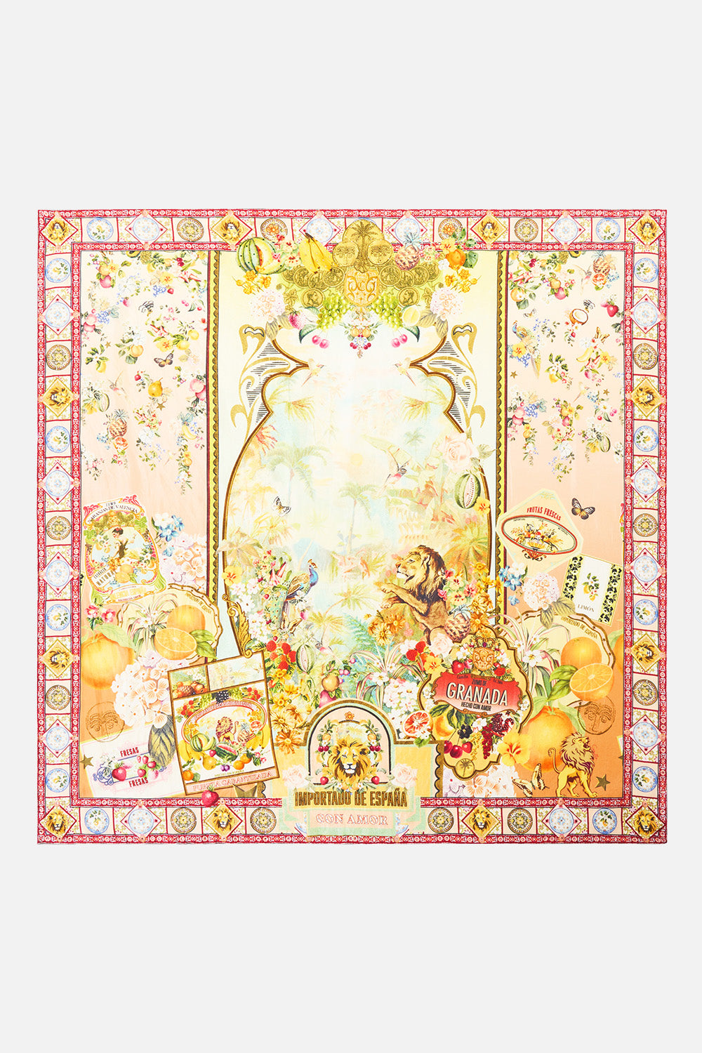The CAMILLA SILK CHIFFON SHRUG CERAMIC PANORAMIC in our  print.