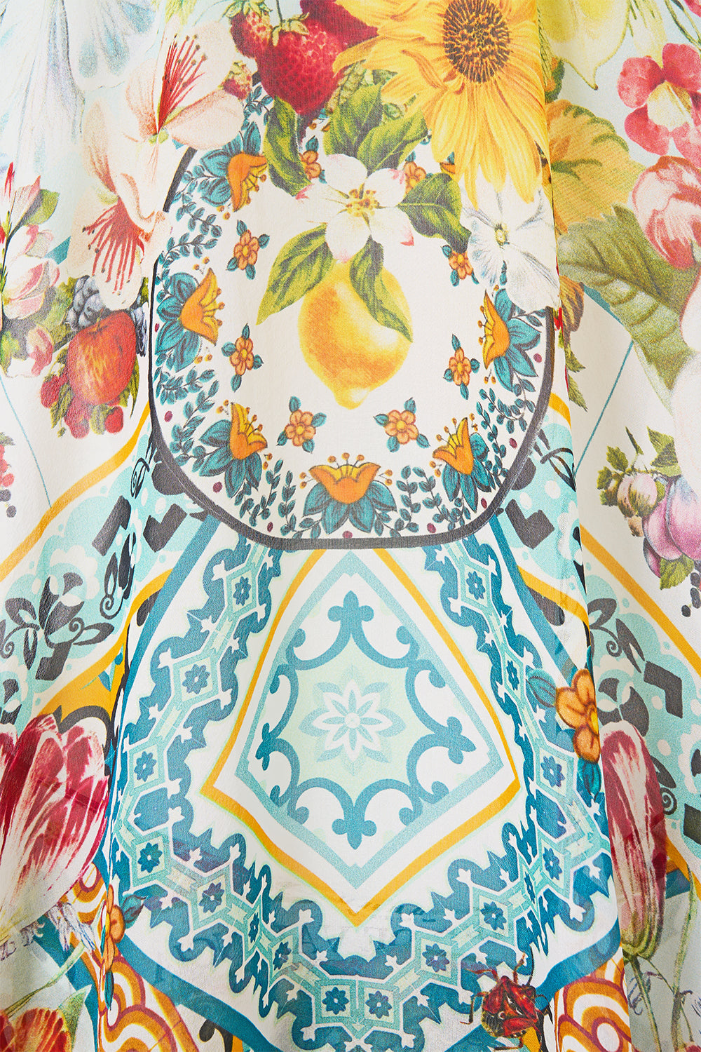 The CAMILLA PLUNGE HALTER ONE PIECE WITH BAR FRONT TRIM DE NADA GRANADA in our  print.