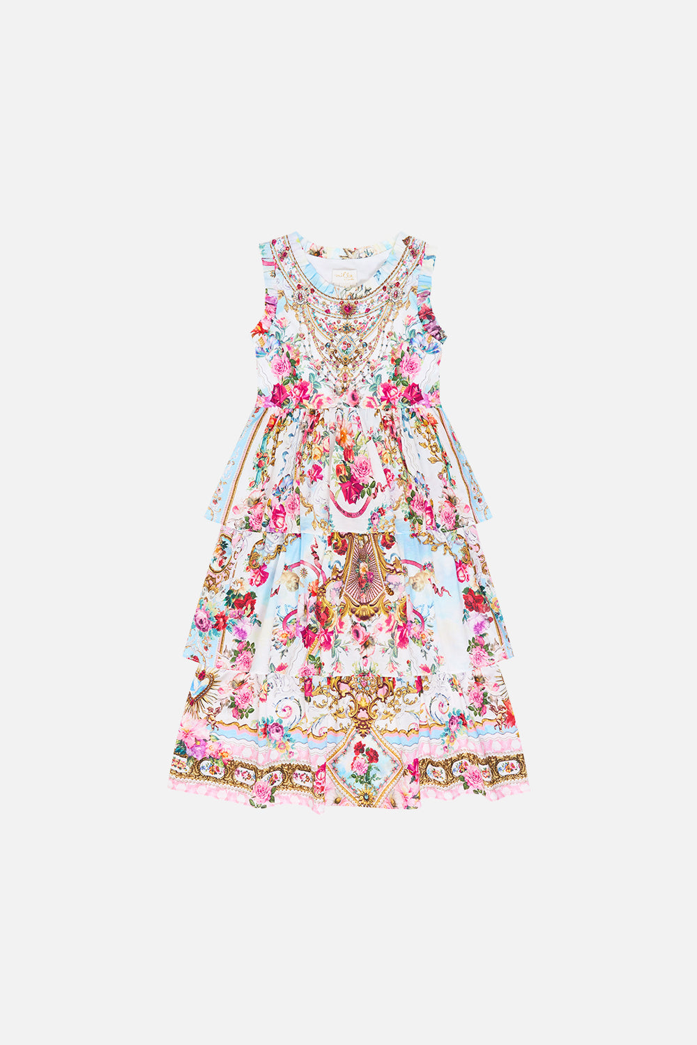 KIDS TANK MAXI DRESS W WOVEN LAYERED SKIRT TORERO LIBERTINE