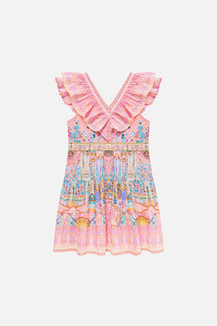 KIDS TIERED MINI DRESS W FRILL NECK HOWDY GAUDI