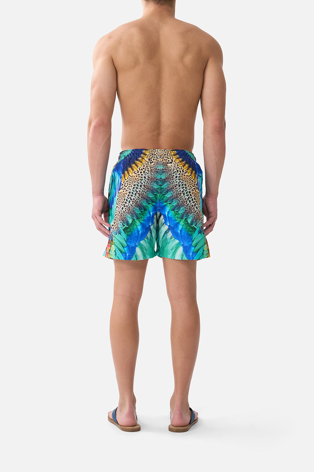 The CAMILLA RUCHED SHORT SARONG WITH RING FRONT TRIM CHAIN GANG in our  print.