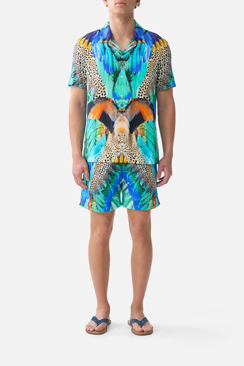 The CAMILLA FEATHER MINI SKIRT AMULETS AND ALCHEMY in our  print.