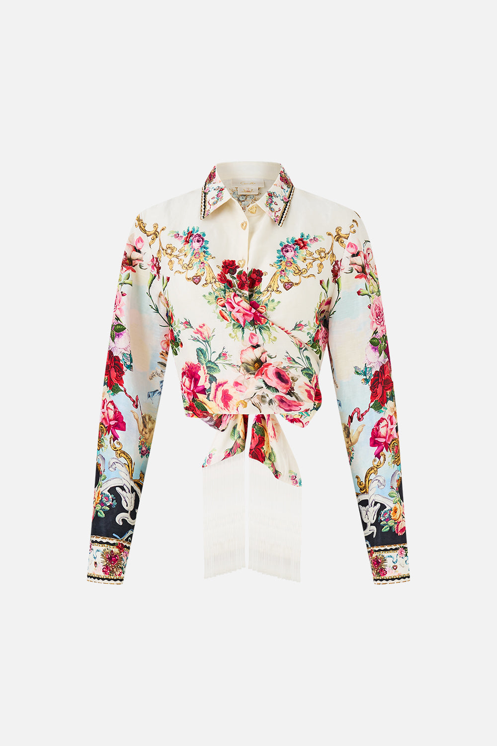 The CAMILLA BUTTON THROUGH SCARF BLOUSE VA VA VINTAGE in our  print.