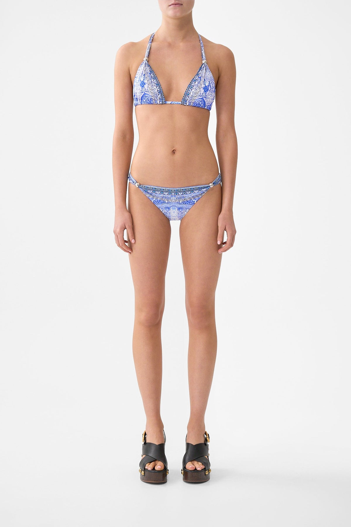 BALL TRIM TRI BIKINI SET WITH THICK NECK TIE THE BOSPHOROUS