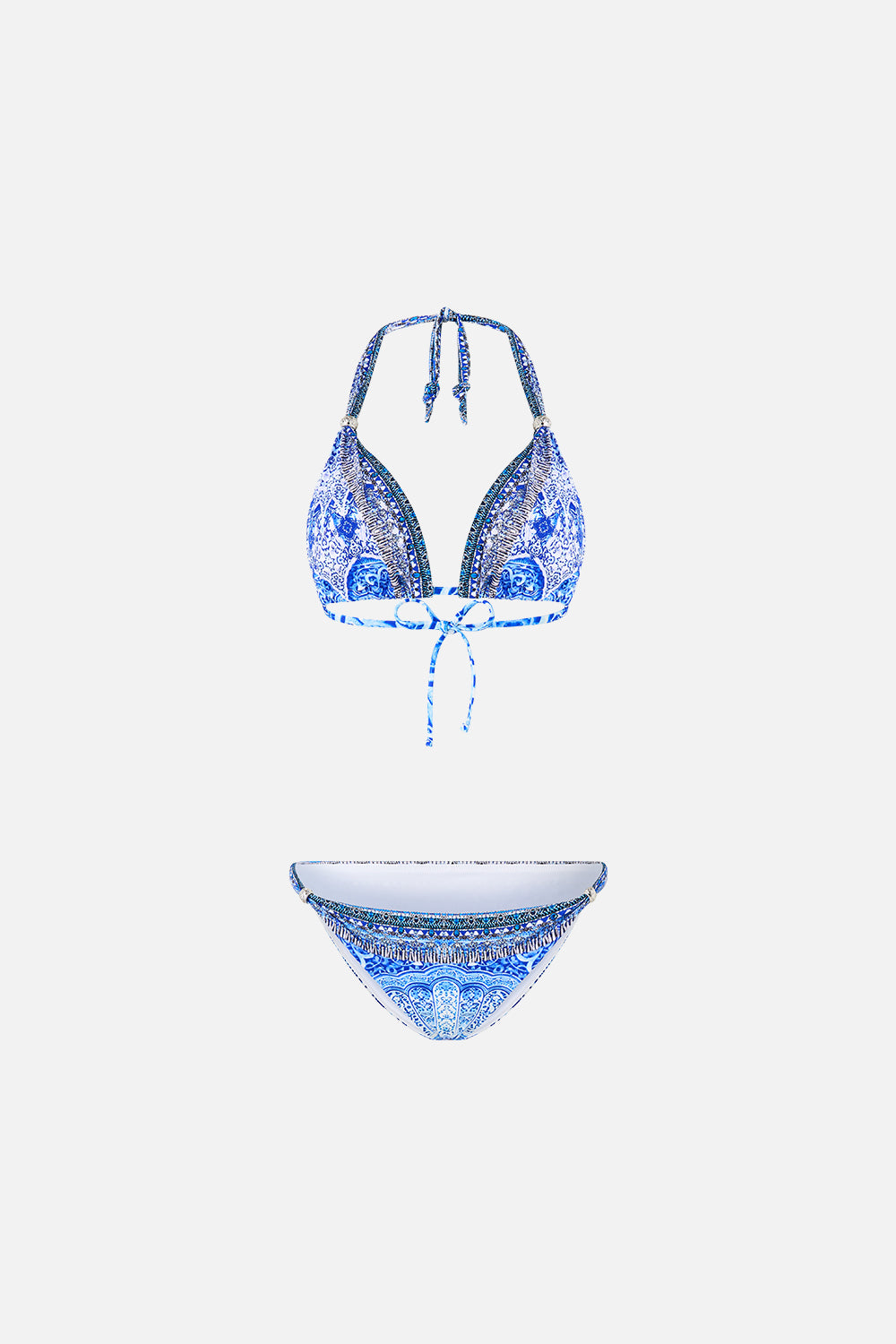 BALL TRIM TRI BIKINI SET WITH THICK NECK TIE THE BOSPHOROUS